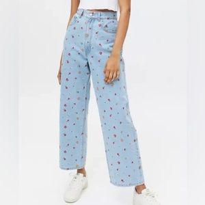 Urban Outfitters BDG High Rise Loose Baggy Embroidered Jeans